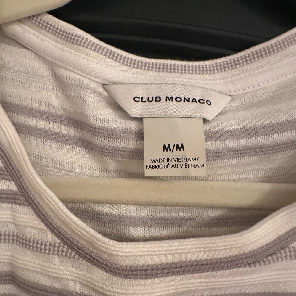 Club Monaco Gray and White Striped Top - Picture 2 of 3